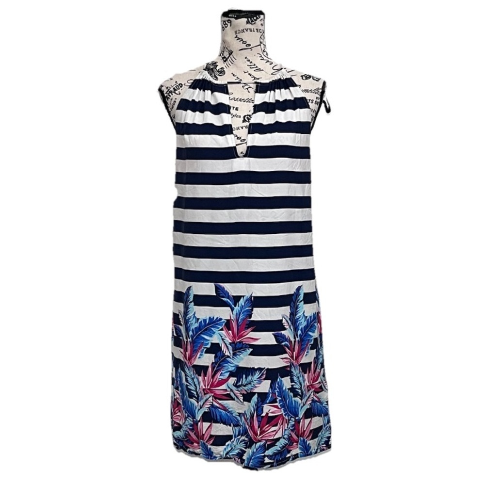Tommy Bahama Striped Tropical Shift Mini Dress S Coastal Resort Nautical - Picture 2 of 10